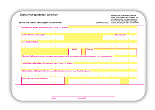 Vorkasse/Überweisung